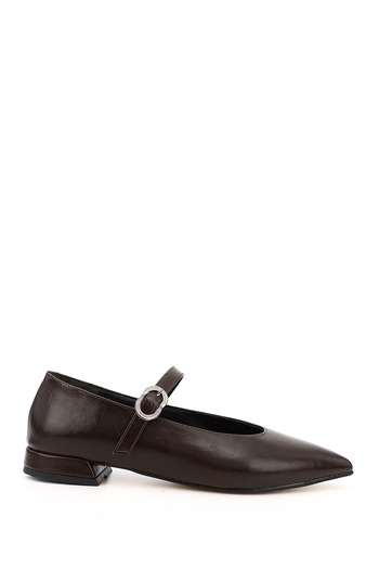 GÖNDERİ(R) Women'S/Girls' Brown Pointed Toe Mary Jane Ballet Flats