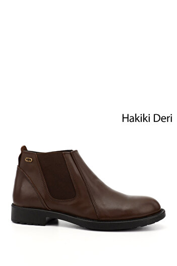 GÖNDERİ(R) Men's Brown Antique Zippered Genuine Leather Chelsea Boots