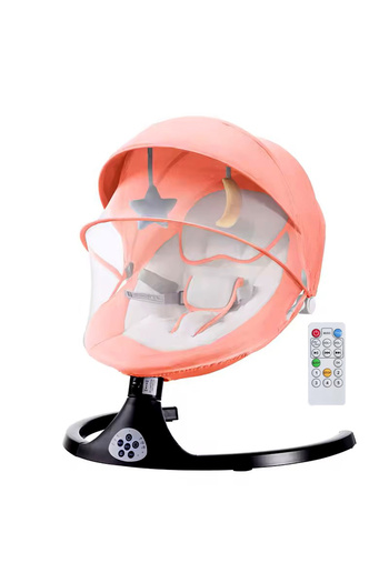 Novastride Electric Swing for Babies and Children,Folding Roof and Protective Net,Remote Control,Bluetooth,Pink