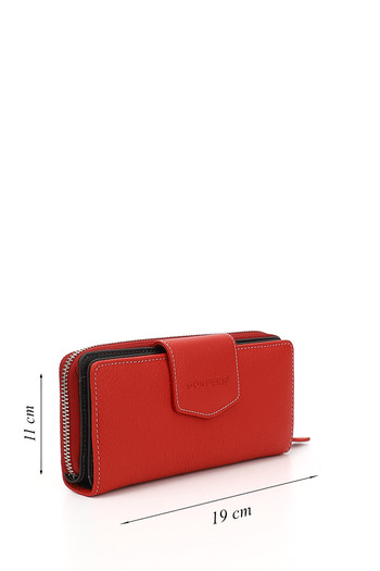 GÖNDERİ(R) Women/Girls Red to Anthracite Genuine Leather Wallet