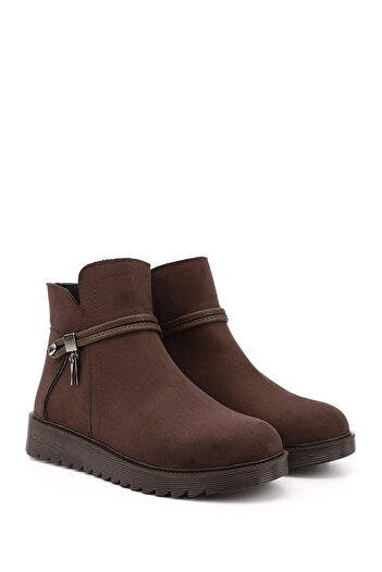 GÖNDERİ(R) Women's / Girls' Brown Suede Zippered Thick Soled Boots