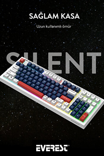 Everest KB-98 Sessiz Rainbow Q Türkçe Klavye Membrane Oyuncu Klavyesi Gaming Klavye