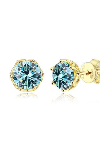 Choice 0.5 CT X 2 Blue JoyceJelly 1/2/4CT D Color Moissanite Diamond Stud Earrings S925 Sterling Silver Pla
