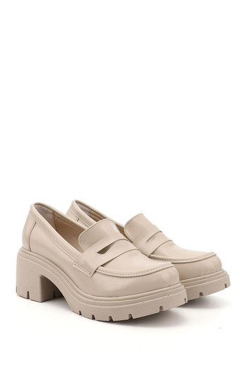 GÖNDERİ(R) Women's / Girls' Leather Thick Heeled Loafer Shoes