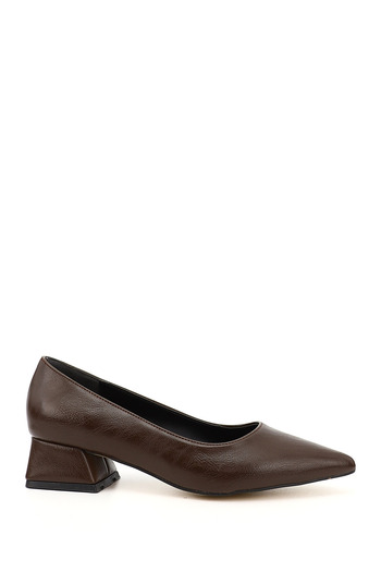 GÖNDERİ(R) Woman / girl brown pointed toe short thick heeled shoe