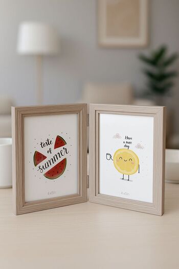 Arma House Natural Wooden Double Photo Frame 10*15 cm