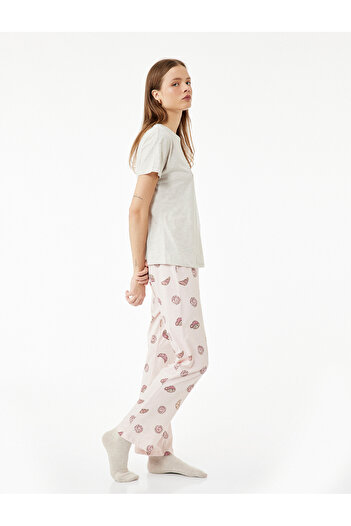 Koton Cotton Printed Long Sleeve Pajamas Set