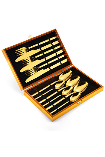 Trendy's 12-piece stainless steel cutlery set, TRENDY'S, gold