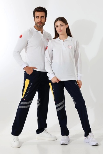 Bilenn Tekstil Unisex T-Shirt Long Sleeve with Paramedic Collar - White