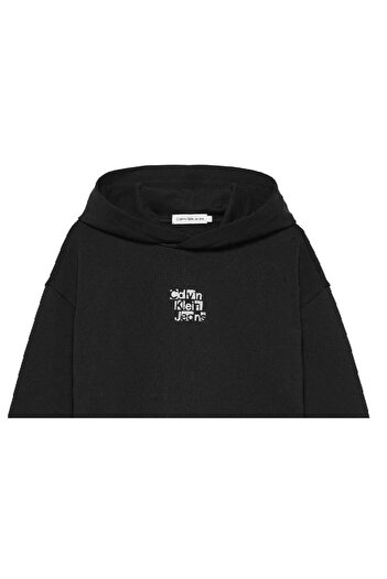 Calvin Klein Black Metallic Printed Women's Sweatshirt - Ckj Back Logo Hoodie