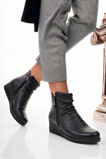 Deripabuc Genuine Leather Black Women's Leather Boots Trc-2005