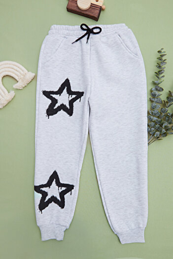 Fulla Moda 3 Thread Star Printed Jogger Girls' Sweatpants