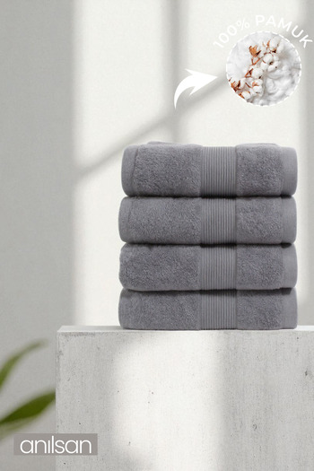 Anılsan 4-Piece Anthracite Dora Hand Towels - 50X80 Cm, 175 Gr, 100% Cotton, Spa and Hotel Towels, for Daily Use
