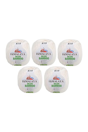 Himalaya Deluxe Bamboo, 5 νήματα, 500 γραμμάρια, Κρέμα Πλεκτομηχανής Καζάκ 124-02
