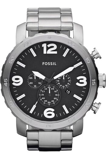 Fossil Men's Nate Water Resistant Chronograph Watch JR1353 - 50 mm - Silver