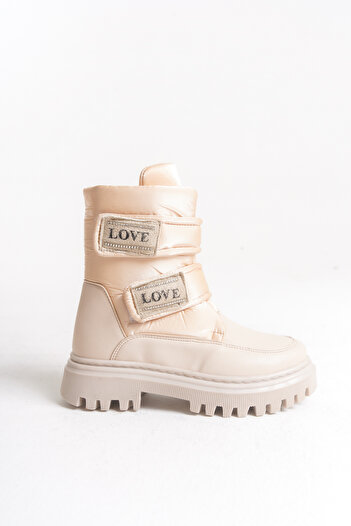 Moda Lime Unisex Children's Velcro Waterproof Cold Weather Resistant Flexible Comfortable Sole Winter Snow Boots