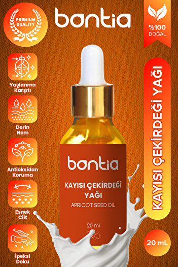 Bontia Kayısı Çekirdeği Yağı 20 ml | Cilt Bakımı, Göz Altı Morlukları, Kırışıklık Ve Saç Için Doğal Yağ