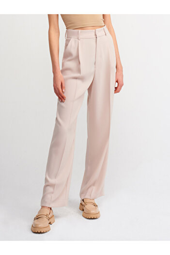 Dilvin 7954 High Waist Trousers-Light Stone
