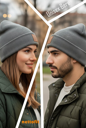 nettofit Unisex Χειμερινό Δερμάτινο Ετικέτα Λεπτομερής μπερές από ανθρακί μαλλί