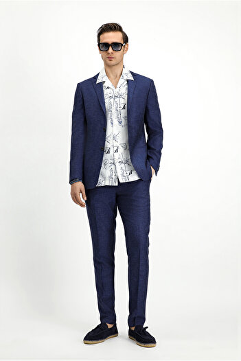 Kiğılı Super Slim Fit Extra Slim Fit Elastic Waist Drawstring Striped Linen Suit