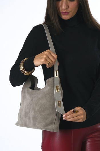 ABBRA Women's Suede Strap Adjustable Lined Bag