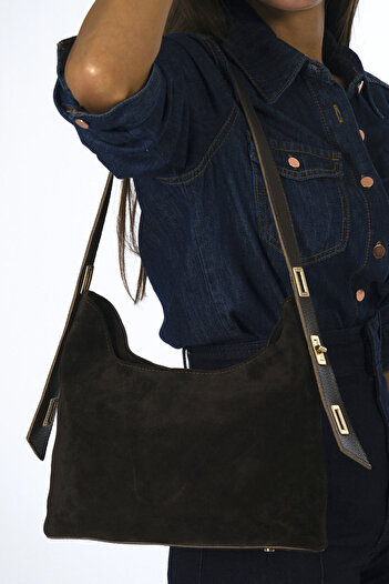 ABBRA Women's Suede Strap Adjustable Lined Bag