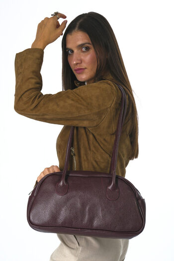 ABBRA Women's Double Strap Lined Vegan Leather Bag