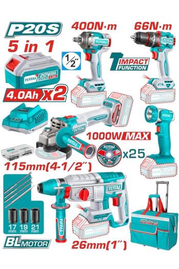 TOTAL 20V 4.0Ah Battery Kit + Trolley Bag