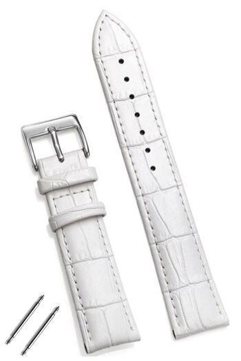 onlinekordon Fossil 20mm Watch Compatible White Color Croco Printed Leather Watch Band Strap