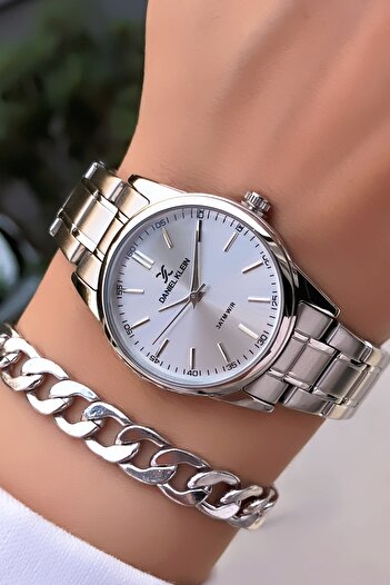 Daniel Klein Original Invoiced 2 Years Warranty 3Atm Waterproof Silver Color Women's Wristwatch with Bracelet Gift