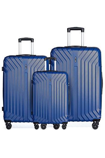 Space Luggage Set, ABS Material including Carry On Cabin Sizes, 20/24/28 Inches, Dark Bule