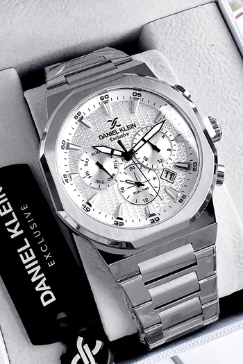 Daniel Klein Exclusive Special Boxed Gift Men's Wristwatch Silver Color Steel Band - Gift Bracelet Dke2111C5