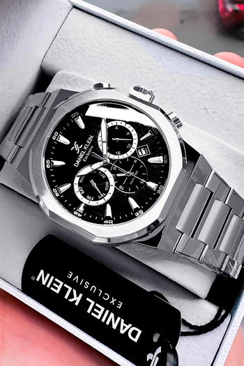 Daniel Klein Men's Silver Color Wrist Watch & Gift Bracelet - Special Boxed Dke2111C3
