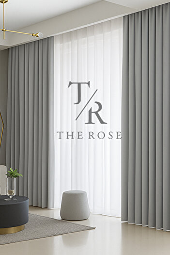 The Rose Açık Gri Blackout, Işık Geçirmez, Karartma Perde, Pilesiz, Lüks, A+ Kalite, Tek Kanat, Güneşlik
