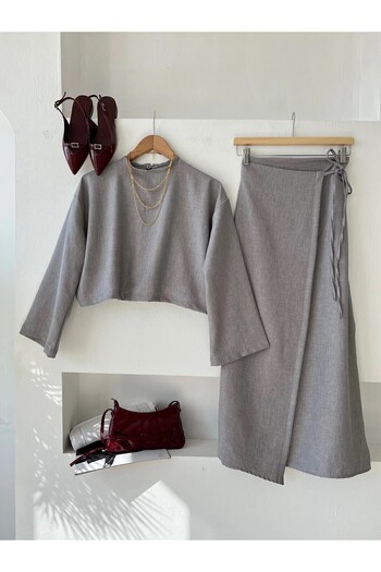 ENDAMIM Linen Skirt Set