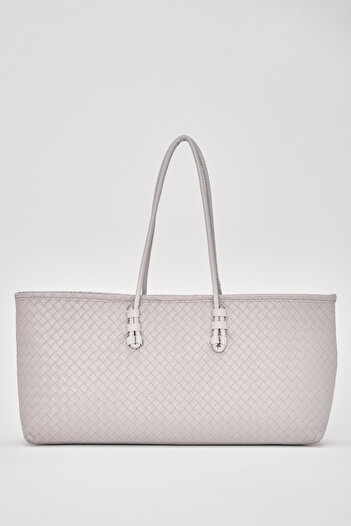 Çantacımstore Women's Long Tote Bag Gray Braided