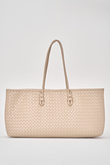 Çantacımstore Women's Long Tote Bag Mink Knitted