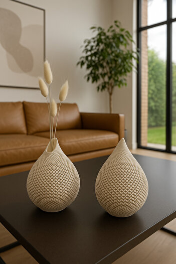 X Home Accessory İkili Dekoratif Damla Vazo Seti