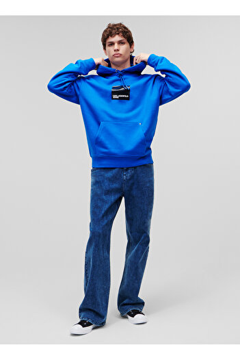 Karl Lagerfeld Jeans Kapüşon Yaka Mavi Erkek Sweatshırt 231D1850_KLJ LOGO HOODIE
