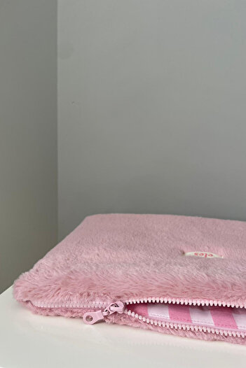 eles Pink Plush 13 Inch Laptop Bag, Pink Plush Laptop Case, Plush Laptop Bag