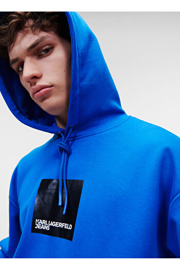 Karl Lagerfeld Jeans Kapüşon Yaka Mavi Erkek Sweatshırt 231D1850_KLJ LOGO HOODIE