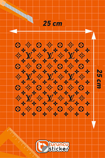 Turuncu Sticker Lv Pattern Sticker 25X25 cm - Vehicle - Engine - Laptop - Helmet Sticker