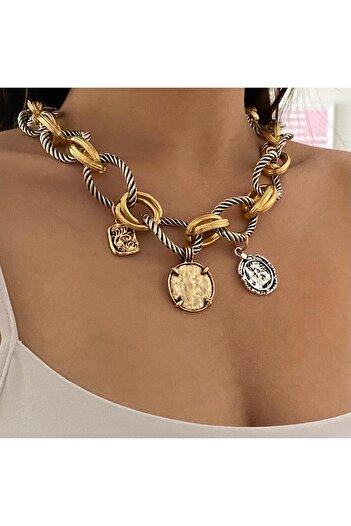 Retrovy Store Zincir-I Devran Wide Design Necklace