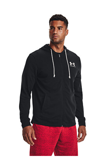 Under Armour 1370409 UA Rival Terry LC FZ Μαύρο ανδρικό μπουφάν με κουκούλα με φερμουάρ