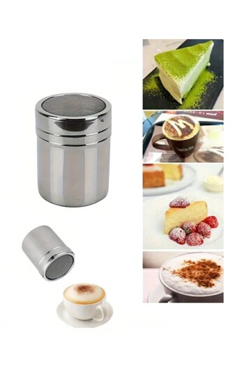 SyaMAG Metallic Container with Sieve for Powdered Sugar, Diameter 7 cm, Height 9.5 cm