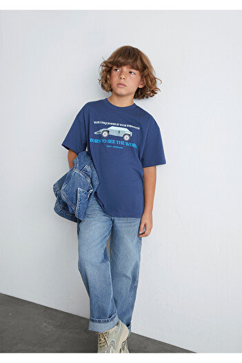 Mavi Printed Navy Blue T-Shirt Oversize / Wide Cut 6610363-87737