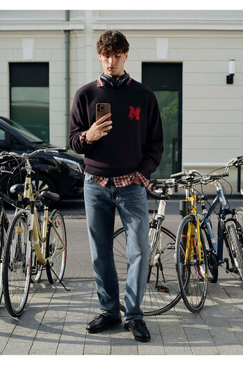 Mavi M Printed Navy Blue Sweater Loose Fit / Relaxed Fit 0710314-89353