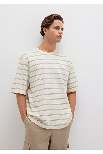 Mavi Gray Striped Ecru T-Shirt Relaxed Fit / Comfortable Cut 0612914-70076