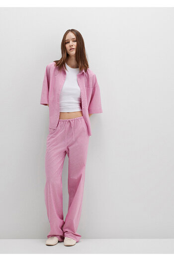 Mavi Beli Lace-Up Striped Pink Trousers 1010999-81464