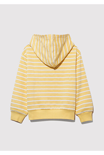 Mavi Logo Baskılı Çizgili Sarı Sweatshirt 7S10100-89149